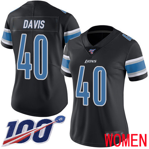 Detroit Lions Limited Black Women Jarrad Davis Jersey NFL Football #40 100th Season Rush Vapor Untouchable->women nfl jersey->Women Jersey